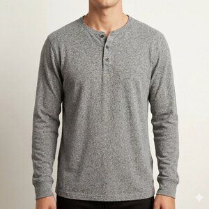 *Kolby Heather Grey Henley Long Sleeve